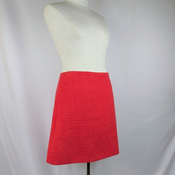 Theory Skirt Mini High Waisted Cotton Tweed Side Zip Lined Grenadine Red 8 NWT - Picture 5 of 16